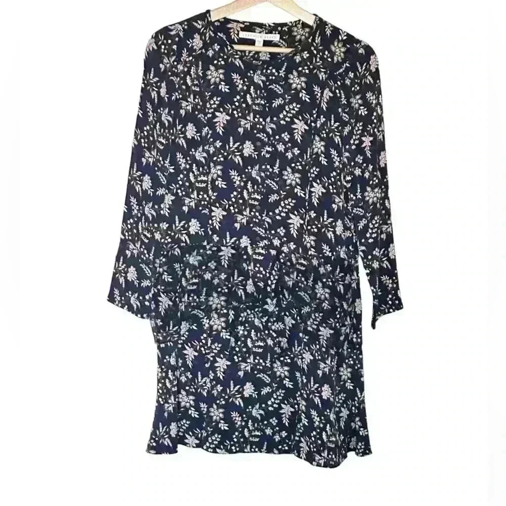 Veronica Beard Stella Silk Tie Waist Dress | Black Floral | SZ 6 - Picture 4 of 12